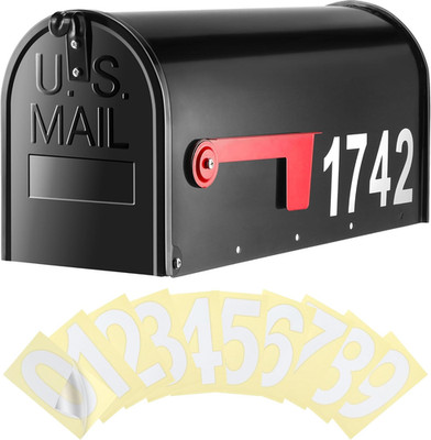 Saillong Galvanized Steel Black Post Mount Mailbox - 5 Sets Reflective Mailbox N