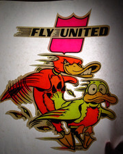 FLY UNITED VINTAGE 1970's FUNNY HEADSHOP IRON ON TRANSFER NICE, B-9