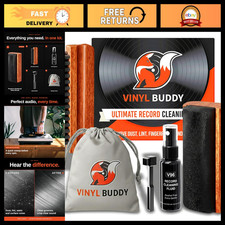 5-in-1 Vinyl Record Cleaning Kit - Hardwood Velvet Brush, Stylus Cleaner Solut