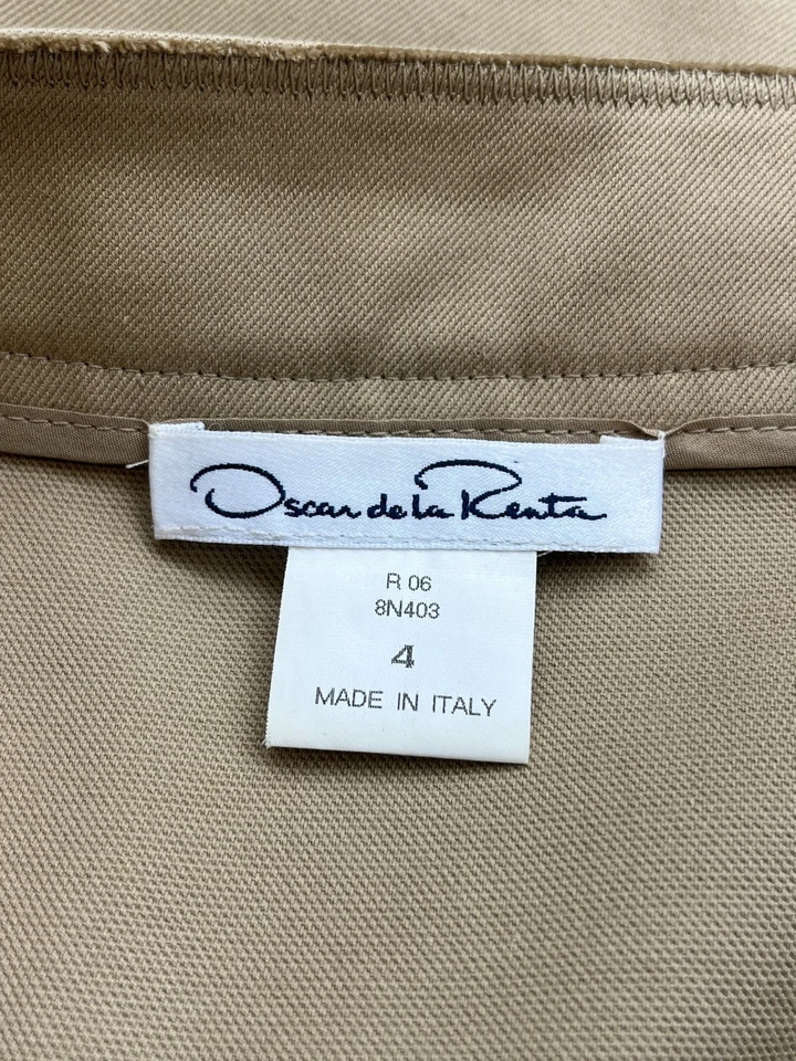 Oscar de la Renta Camel Cotton Skirt with Triple Pleat Front – Made in Italy - Image 3 of 3