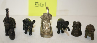 Lot of 6 Miniature Metal Elephants
