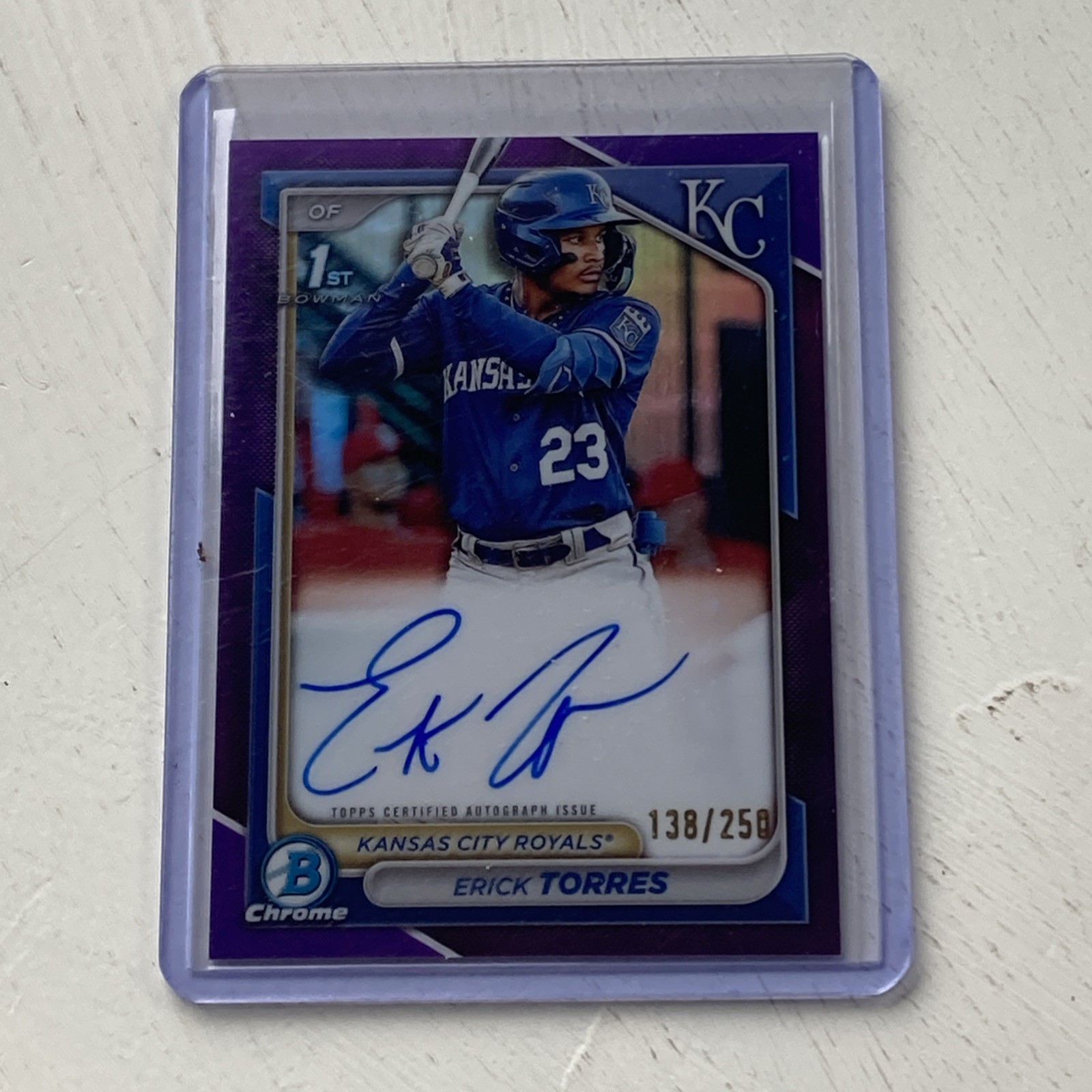 2024 Bowman Erick Torres Chrome Auto Purple /250 #CPA-ET 1st Prospect Royals