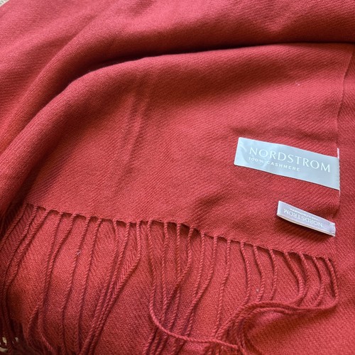NWT Nordstrom Scarf 100% Cashmere Cardinal/Brick Red *read*
