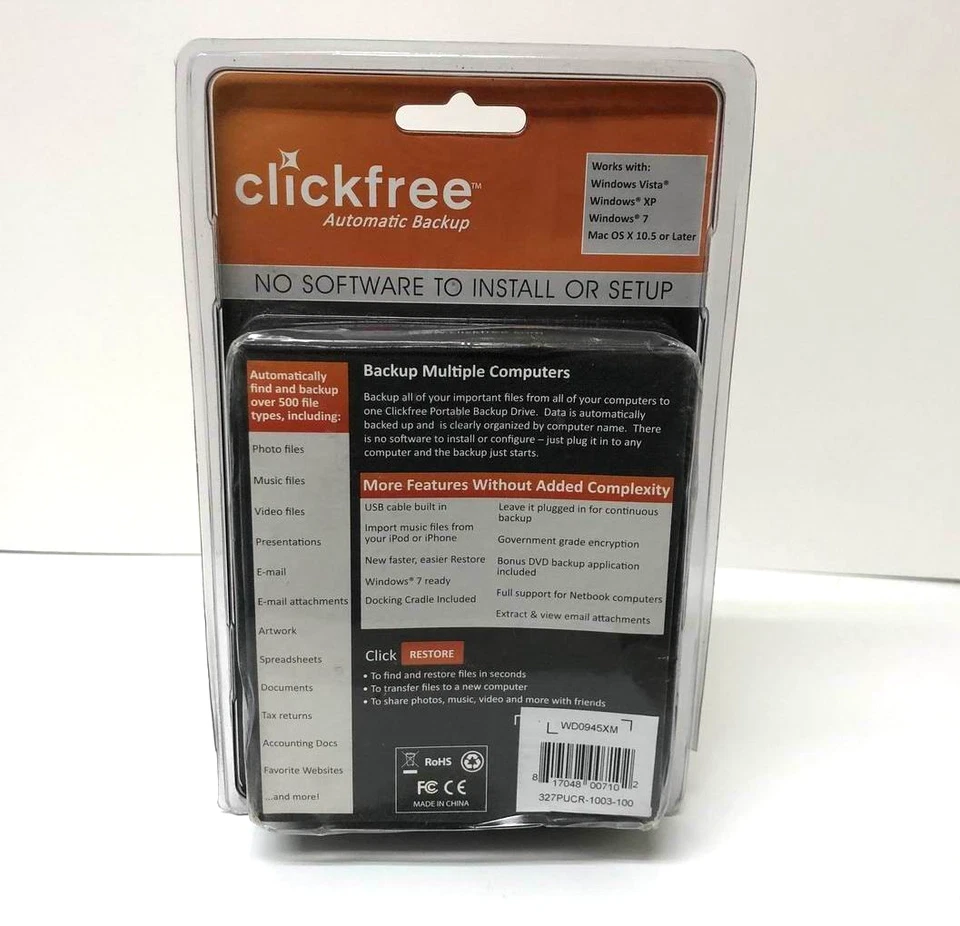 Purple Clickfree C2 320GB External Backup Hard Drive Automatic USB Plug & Play - Image 2 of 2