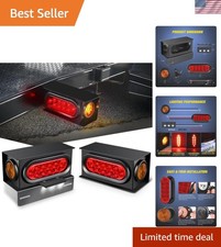 2PCS Steel Trailer Light Boxes Housing Kit w/ 6Inch Oval Red Tail Lights 2 In...