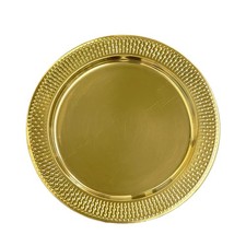 6 PCS 13 Inch Stainless Steel Beaded Charger Plates Gold Dinner Server