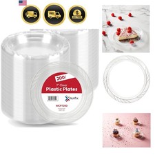 200 Clear Plastic Plates Set - 7 Inch Disposable Dessert/Salad Plates, Bulk P...