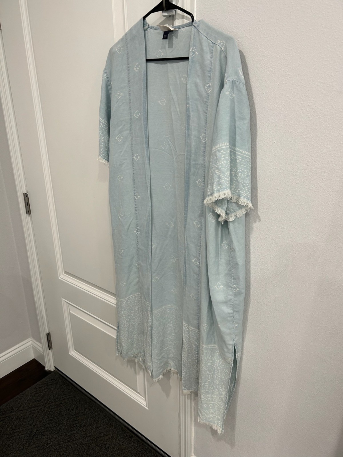 Universal Thread Patterned Denim Kimono Cardigan … - image 3