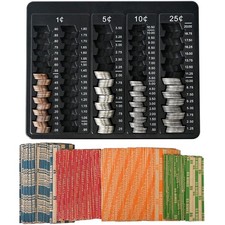 Compact Black Coin Organizer with 150 Wrappers - Perfect for Budget Management