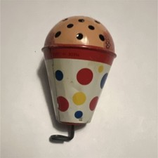 Vintage Tin Clown Polka Dot Wind-Up Toy