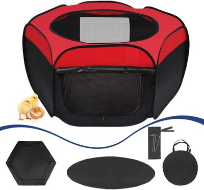 Brooder Box for Chicks Starter Kit - 45''L x 45''W x 20.5''H, Black, Red 