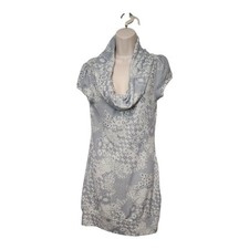 Decree Gray Lace Print Cowl Neck Dress Size Large