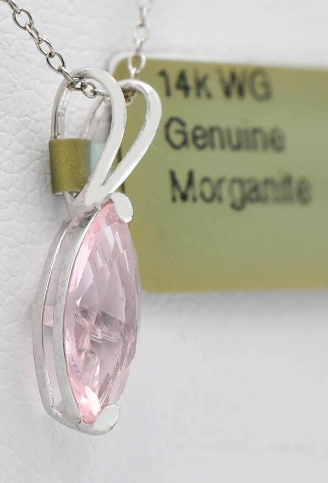 COLGANTE MORGANITA ORIGINAL 1,87 quilates oro blanco macizo 14k - Servicio de tasación gratuito Foto 2 de 4