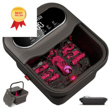 OOAMBB Collapsible Foot Spa with Heat, Bubble and Temp Control, Dark Grey