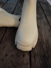 Steve Madden Plateau-Stiefelette Gr. 40 Cream Leder Neuwertig