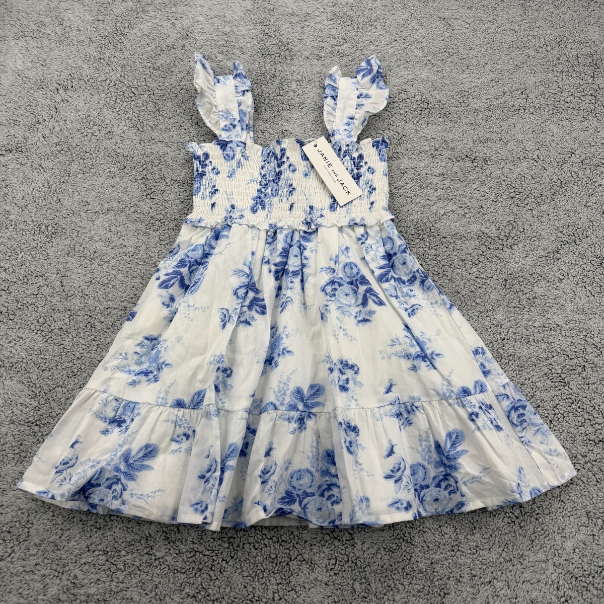 janie and jack blue floral dress Janie & Jack light blue pleated sleeveless dress with pink flowers &  matching bloomers. Size 12-18m