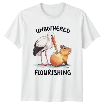 Unbothered Flourishing T-Shirt Capybara Storch Tier Humor und Sie
