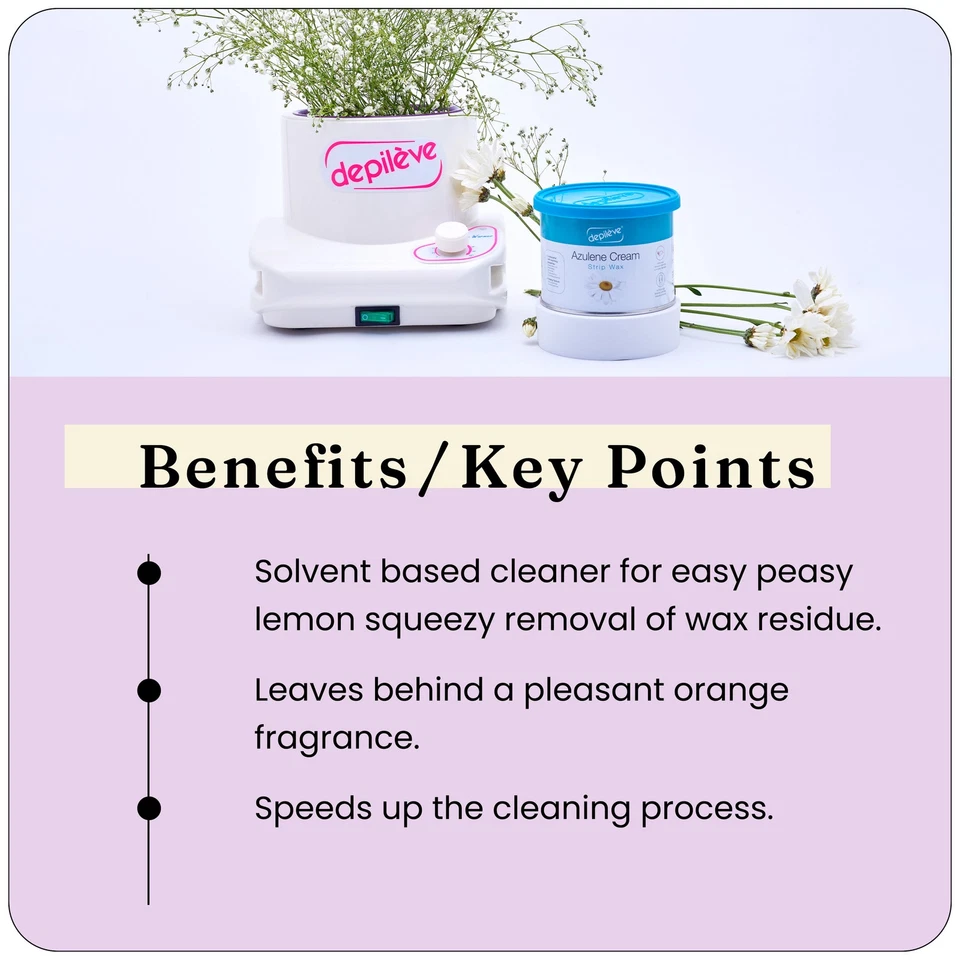 Limpiador y removedor de cera cítrica Depileve Easy Clean para calentadores y profesionales Foto 3 de 4