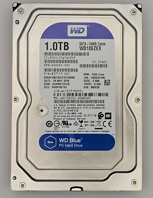 Western Digital Blue WD10EZEX-60WN4A0 3.5in 1TB 7200 RPM SATA 6 Gb/s 64 MB Cache