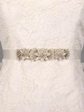Diamond White B618 Embellished Beaded Wedding Dress Formal Bridal Sash Belt
