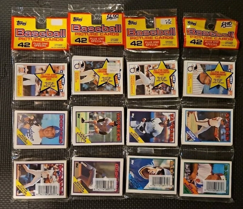 1988 Topps Baseball Unopened Rack Packs (Lot of 4) 172 Cards