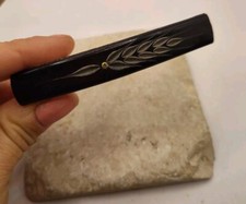 Vintage Etched Black Barrette Rhinestone Made In France Hair Accessories