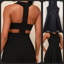 LULUS Cutout and About Black Skater Dress**Stylish Design Size MEDIUM**NWOT**