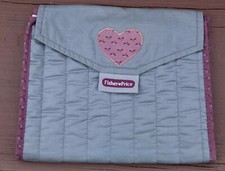 Fisher Price Padded Quilted Vintage Changing Diaper Bag Pad Grey Pink Heart