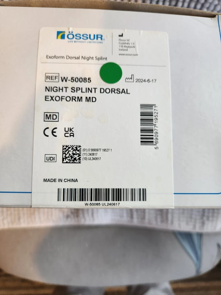 Ossur Exoform Dorsal Night Splint Size  Medium Universal Side Gray Latex Free - Image 4 of 4