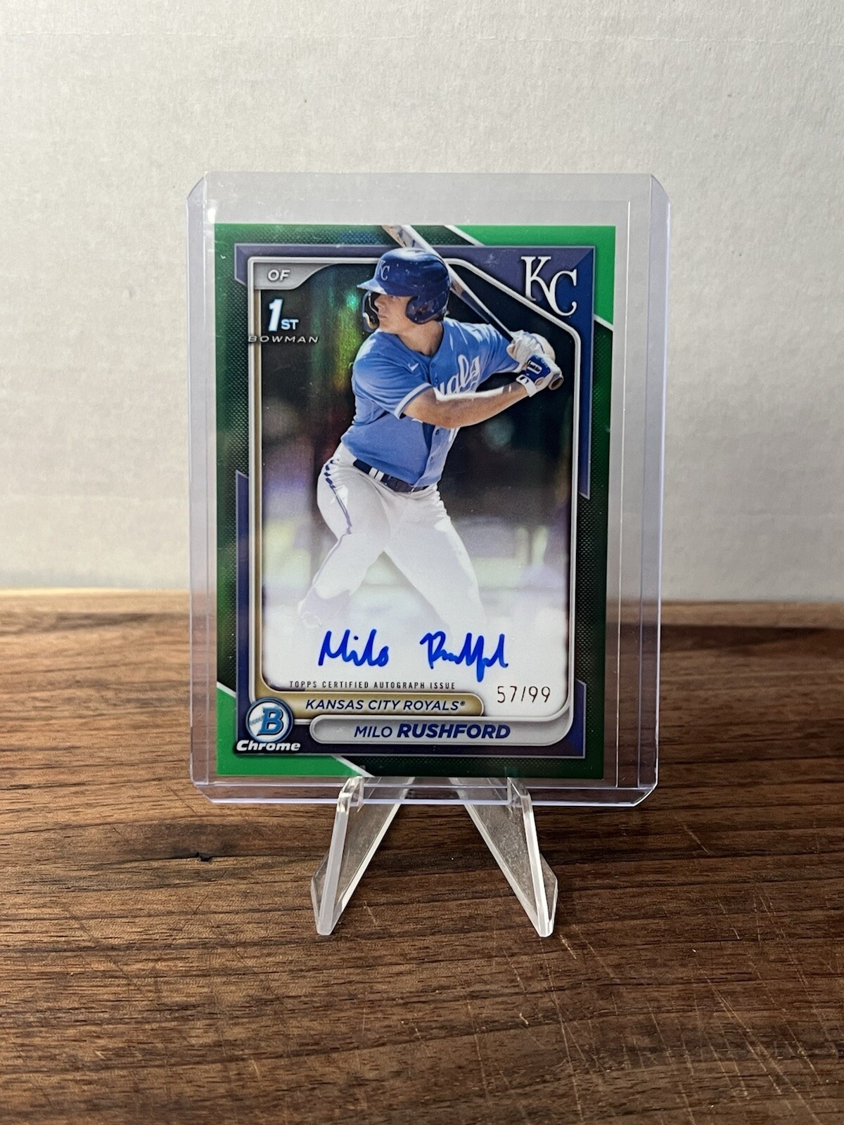 MILO RUSHFORD 2024 BOWMAN CHROME 1ST AUTOGRAPH GREEN AUTO /99 Q3369