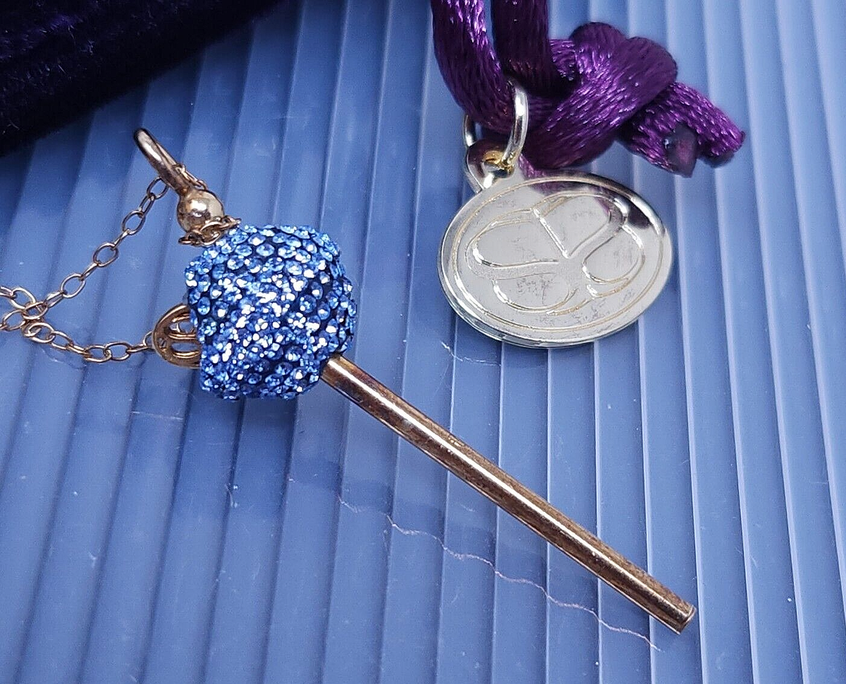 Vintage Simone I Smith Deep Blue Crystal Lollipop Pendant GP