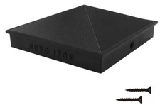 NUVO IRON 3.5"X3.5"(NOMINAL 4X4) PYRAMID ALUMINIUM POST CAP BLACK NEW 9444332