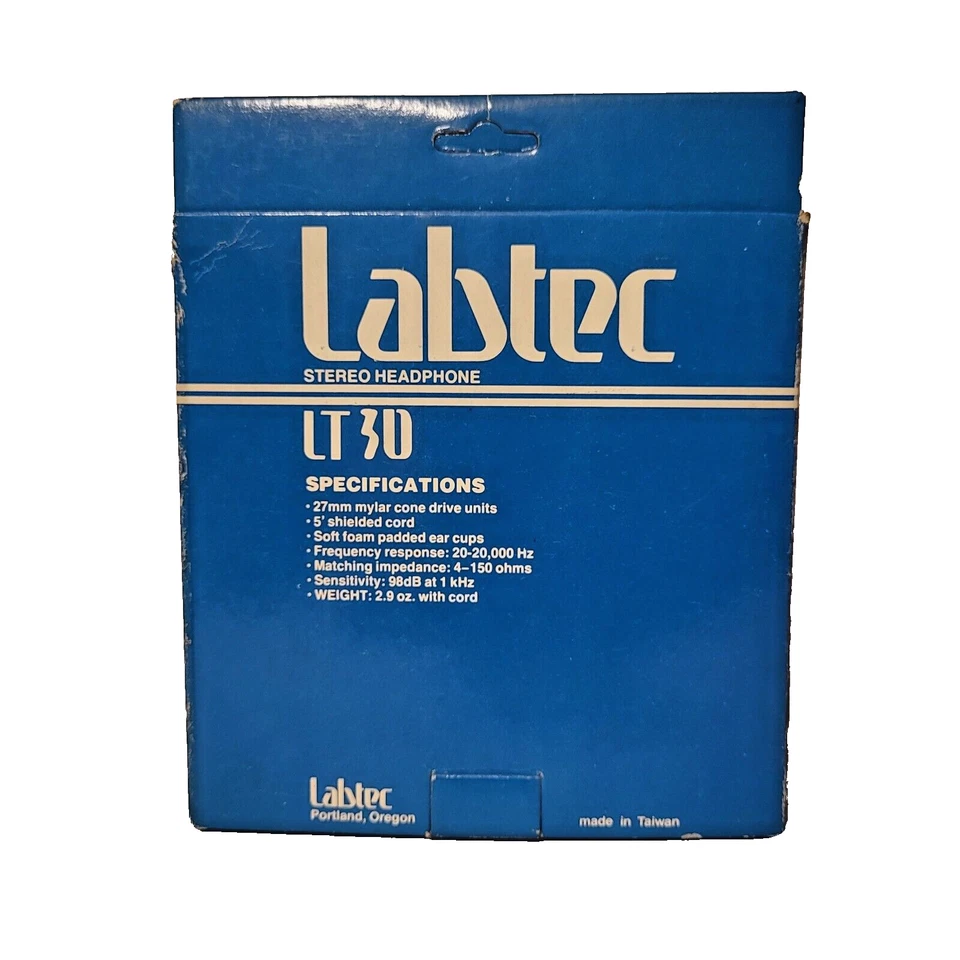 Vtg Labtec LT30 Headphones Stereo 3.5mm 1/4" plug 5ft Cord Computer Audio Retro - Image 4 of 4