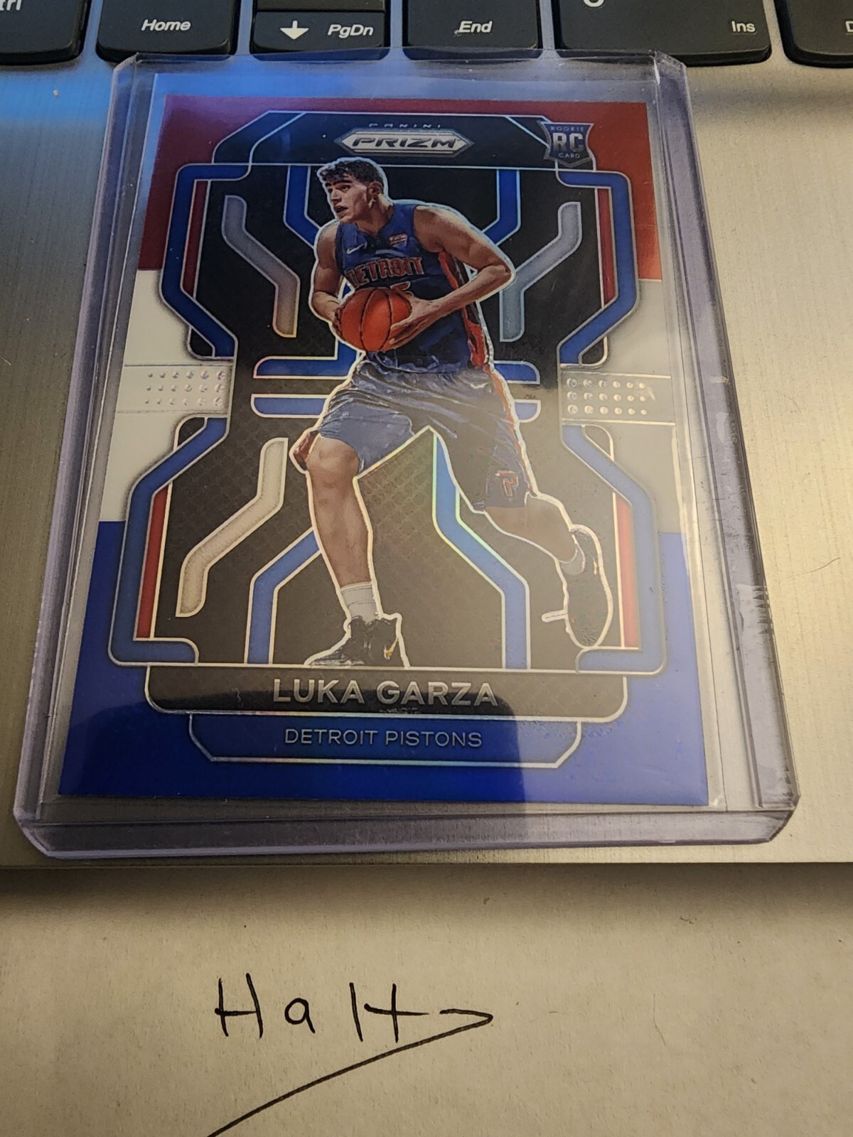 2021-22 Panini Prizm Luka Garza Rookie Red White Blue Prizm #303 Detroit Pistons