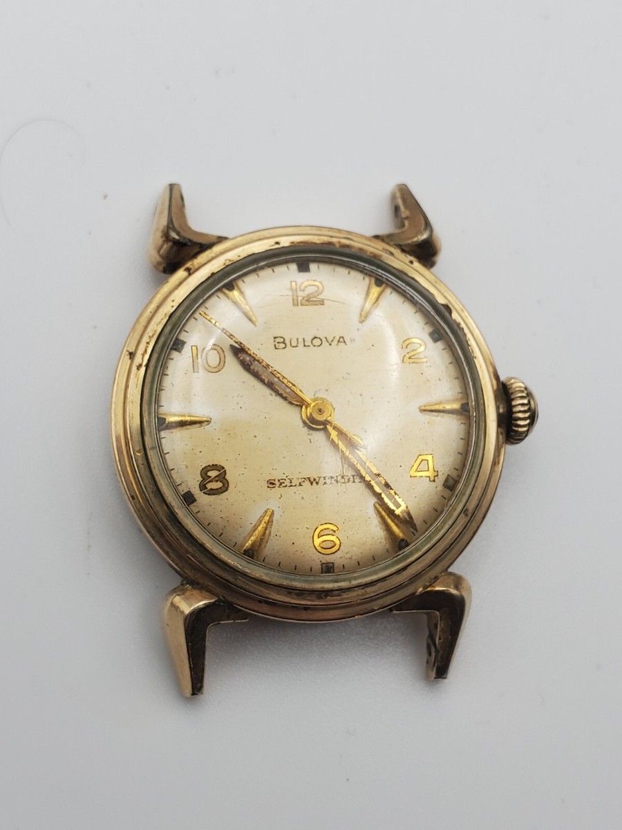 50s〜60s naval school ミリタリー　染み込み　 ヴィンテージ Vintage BULOVA Watch Selfwinding SS Back Waterproof Runs