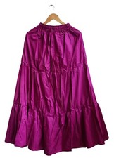 Indian Purple Solid Long Frill Skirt Cotton Skirts Women's Clothing Skirts US