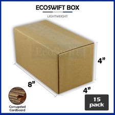 15 8x4x4 EcoSwift Cardboard Packing Moving Shipping Boxes Corrugated Box Cartons