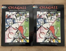 Stained Glass Coloring Book CHAGALL by Marty Noble Doyer Coloring New Lot 2x