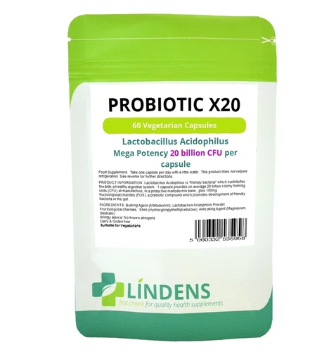 Lindens Probiotic Ultra 2-PACK 120 Capsules Acidophilus Huge 20 Billion Bacteria