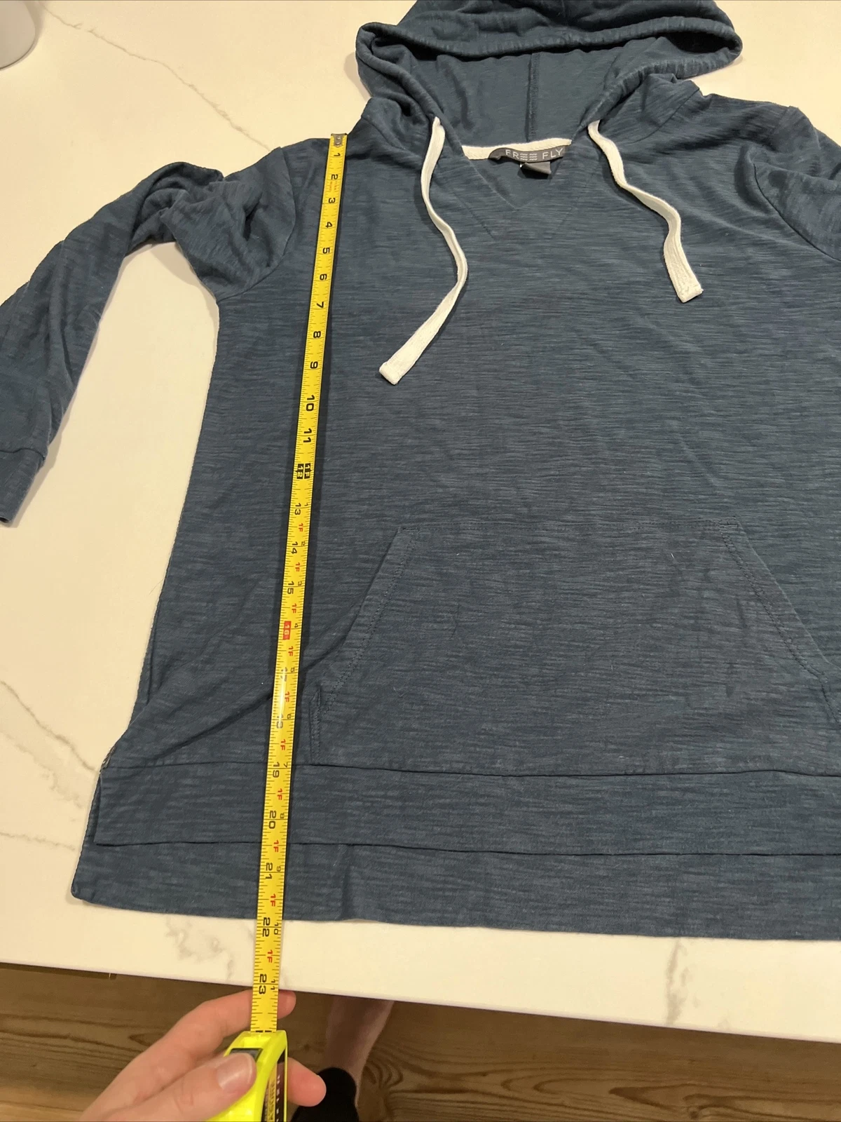 VETEMENTS Felpa con cappuccio FreeFly bambù slub felpa con cappuccio blu con cappuccio manica lunga