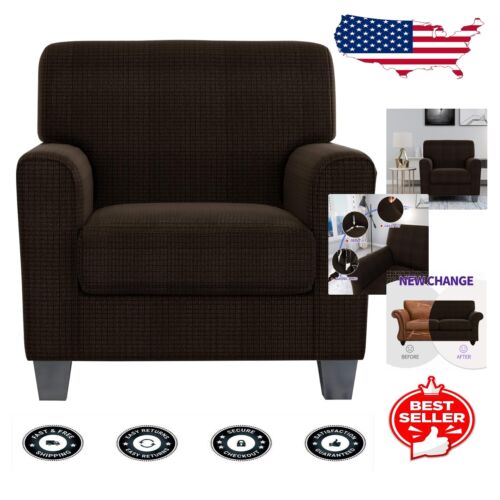Rejuvenate Your Living Room with 2-Piece Stretch Chair Covers - Coffee Checkered