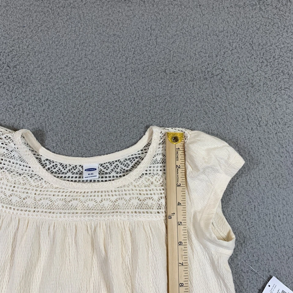 Old Navy Dressy Shirt Girls 8 (M) Beige Tan Boho Tropical Desert Fancy Formal - Image 4 of 4