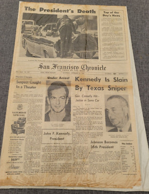 SAN FRANCISCO CHRONICLE PRESIDENT KENNEDY ASSASSINATION 23. NOVEMBER 1963 ZEITUNG