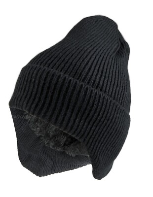 Winter Hat with Ear Flaps Sherpa Fur Lined Knit Beanie Ski Cap