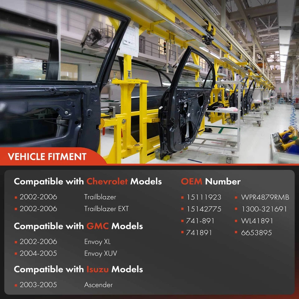 Регулятор стеклоподъемника с двигателем для Chevy Trailblazer GMC Envoy XL Isuzu Ascender - Изображение 3 из 4