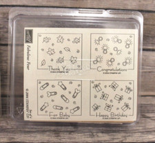 NEW STAMPIN UP STAMPS SET OF 4 2004 BIRTHDAY BABY CONGRATULATIONS THANK YOU
