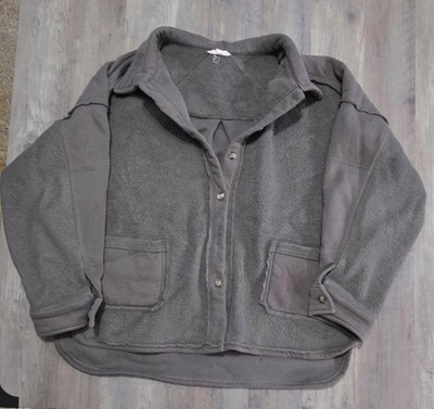 Easel Los Angeles Green Mineral Wash Button Jacket Women L Boho Grunge Oversize