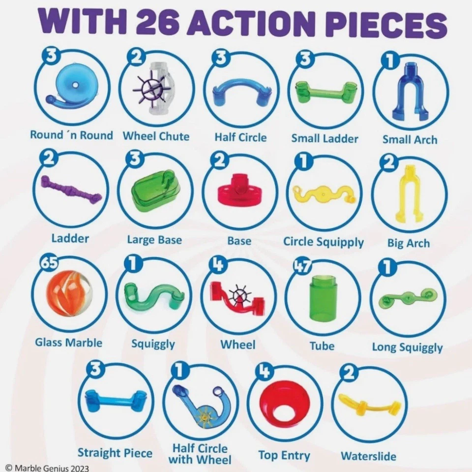 NEW Marble Genius Marble Run Super Set-Maze Track 150 Pieces 26 Action Pcs - Image 2 of 2