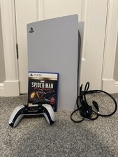 PS5 Disc Edition White & Controller with Spider-Man Miles Morales 