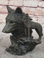 SIGNED MILO DECO EUROPEAN WOLF BRONZE SCULPTURE FIGURE FIGURINE HOT CAST SALE